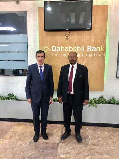 Dahabshiil Group CEO Abdirashid
Duale welcomes EU Ambassador Nicolas Berlanga to DahabshilBank.