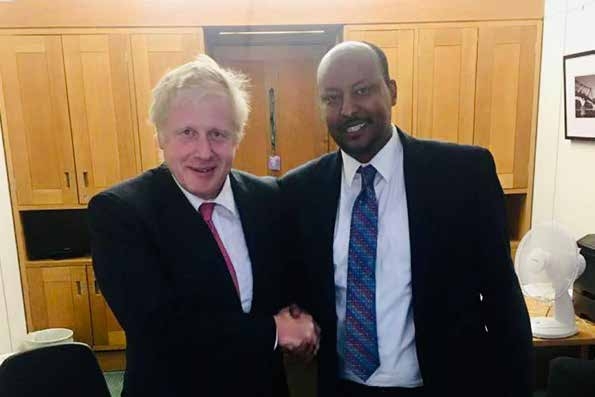 Dahabshil Group CEO Abdirashid Duale with British Prime Minister Boris Johnson (2019–2022).